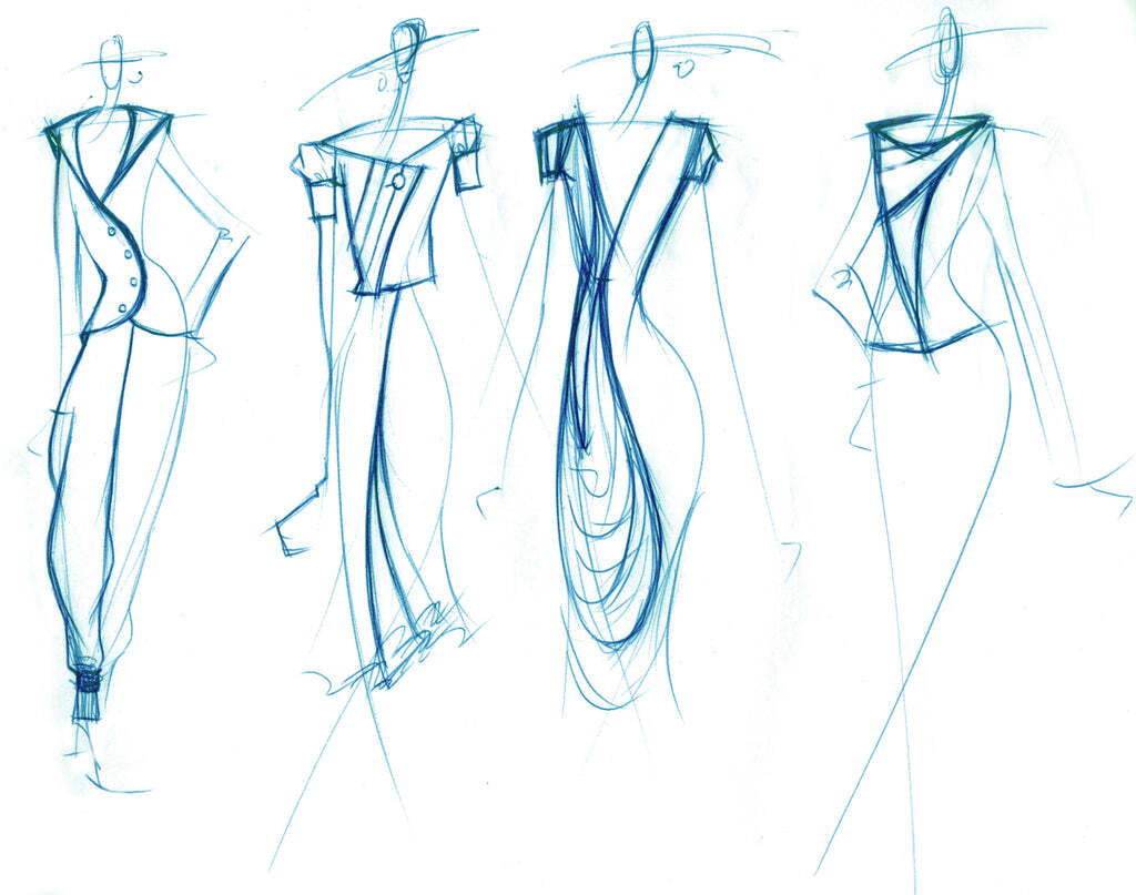 Parveen Couture fashion sketches - elegant dress designs